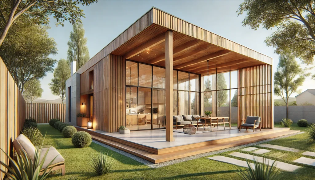 o de una casa de wood frame